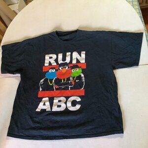 Sesame Street Run ABC Black T-Shirt Adult Size XXL